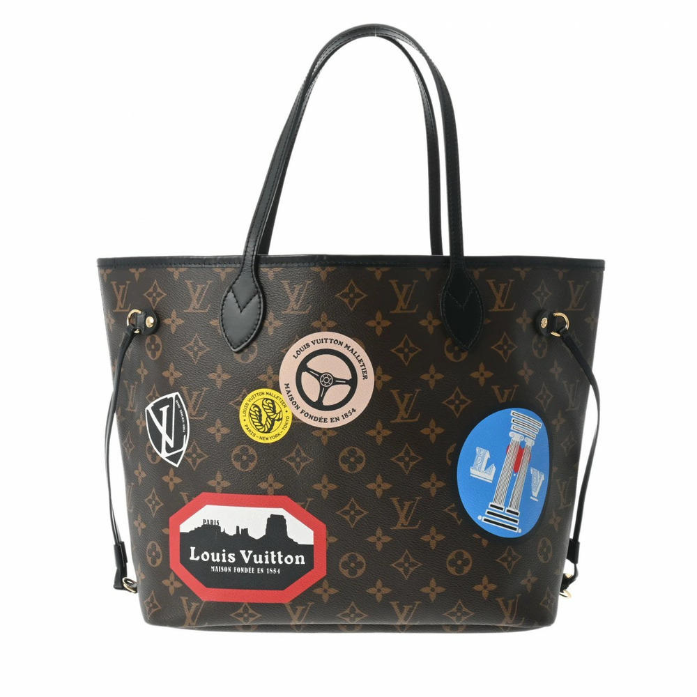 LOUIS VUITTON Monogram Neverfull My LV World Tour Brown Canvas Tote Bag